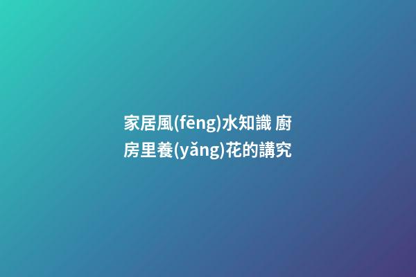 家居風(fēng)水知識 廚房里養(yǎng)花的講究
